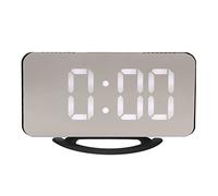 Haofy Réveil Miroir LED, Pratique, Double Sortie USB, Détection de la Lumière, Affichage de la Température et du Temps pour Chambre à Coucher, Matière Plastique (Lettre Blanche sur Noir)