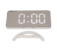 Haofy Réveil Miroir LED, Pratique, Double Sortie USB, Détection de la Lumière, Affichage de la Température et du Temps pour Chambre à Coucher, Matière Plastique (Coque Blanche avec Lettres Blanches)