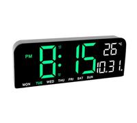 Haofy Réveil Numérique à Grand écran LED, Horloge Murale avec Affichage de la Semaine de la Température, alimenté par Batterie USB, pour Chambre à Coucher, Bureau, ABS, Blanc (Green)