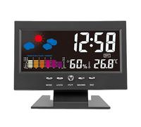 Haofy Réveil Numérique avec Affichage de la Température et de l'humidité, activé par le Son, Matériau ABS, Design Moderne Noir, Moniteur Météo Intérieur pour Chambre à Coucher, Maison