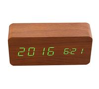 Haofy Réveil numérique électronique en Bois avec Heure/Date/température/USB alimenté par Batterie Bureau étagère Horloge, 3 Haut alarmes Bedside