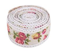 Haofy Ribbon de Jute Rouge, Ceinture de Jute de Dentelle de 5 Cm X 5m, Artisanat de Bricolage imprimé à la Fleur, Emballage, Décoration de Fête d'anniversaire de Mariage avec Look Naturel,