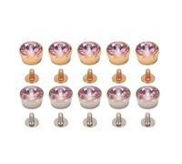 Haofy Rivets Ronds en Strass, 10 Jeux de Rivets Roses de 14mm avec Vis PH 3x6.5mm pour L'artisanat du Cuir, Réparation de Vêtements, Décoration