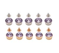 Haofy Rivets Strass en Verre Violet 14mm, 10 Jeux de Rivets à Capuchon Rond avec Vis PH 3x6.5mm pour Vêtements en Cuir, Décoration de Réparation Artisanale