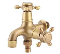 Haofy Robinet Eau G1/2 Pouces Double Sortie cuivre pour Machine Laver Salle Bain Piscine ext¨¦Rieur int¨¦Rieur Adapt¨¦ ¨¤ raccords Standard et tuyaux Courants