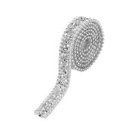 Haofy Ruban de Auto-adhésif, Rouleau de Ruban de Cristal Rose argenté de 1 Mètre avec Colle Thermofusible pour L'artisanat, Robe de Mariée, Décoration de Voiture (argent minéral)