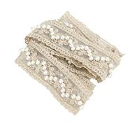 Haofy Ruban de Dentelle 2 Mètres avec Bordure en Perles pour Décoration de Mariage, Emballage, Bricolage pour la Maison, Accessoires de Mariée, Arrangements Floraux