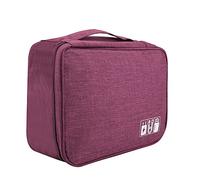Haofy Sac de Rangement Portable étanche pour Câble USB, Banque d'alimentation, Organisateur de Casque pour Les Voyageurs, en Polyester et Nylon, Noir, 9,64" X 7,08" X 3,93" (Purple)