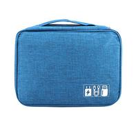 Haofy Sac de Rangement Portable étanche pour Câble USB, Banque d'alimentation, Organisateur de Casque pour Les Voyageurs, en Polyester et Nylon, Noir, 9,64" X 7,08" X 3,93" (Lac Bleu)