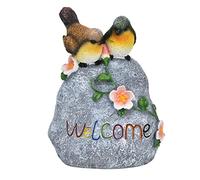 Haofy Sculpture de Bienvenue Double Moineau en Résine Résistante aux Intempéries, Décoration Extérieure - Ornement de Jardin pour Porche, Cour, Décoration de Cour Toutes Saisons, pour Une