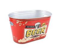 Haofy Seau à Glace pour Bière et Champagne Ovale en Fer Rigide Résistant à la Rouille de 2,5 Gallons - avec Poignée Latérale pour les Fêtes en Plein Air, les Barbecues dans le Jardin et le Camping