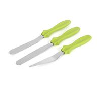 Haofy Spatule Offset Professionnelle en Acier Inoxydable pour la Décoration de Gâteaux, Ensemble de 3 Spatules à Glaçage avec Poignée en Plastique Lavable au Lave-vaisselle (GREEN)