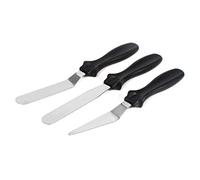 Haofy Spatule Offset Professionnelle en Acier Inoxydable pour la Décoration de Gâteaux, Ensemble de 3 Spatules à Glaçage avec Poignée en Plastique Lavable au Lave-vaisselle (BLACK)