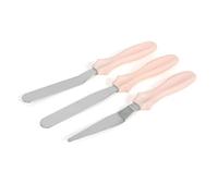 Haofy Spatule Offset Professionnelle en Acier Inoxydable pour la Décoration de Gâteaux, Ensemble de 3 Spatules à Glaçage avec Poignée en Plastique Lavable au Lave-vaisselle (PINK)