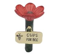 Haofy Station D'arrosage pour Abeilles en Résine en Forme de Fleur, Tasse à Boire pour Abeilles à Centre de Texture Surélevée pour Jardin Extérieur, Mangeoire à Eau pour Pollinisateurs (Rouge)