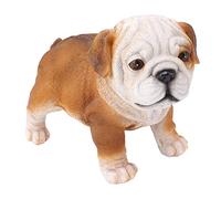 Haofy Statue de Chiot Bouledogue Anglais Assis, Sculpture en Résine de 40,6 Cm - Coloration Réaliste et Résistante aux Intempéries pour Jardin, Pelouse, Porche, Décoration Extérieure (Bouledogue