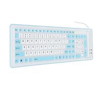 Haofy Structure Simple, Clavier en Silicone étanche 103 Touches USB Múdice Silence, Bouchon et Jeu, pour Les Voyageurs et Les Professionnels Qui Travaillent (Blue)