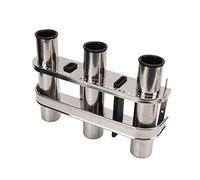 Haofy Support de Canne à Pêche en Métal, Organisateur à 3 Tubes en Acier Inoxydable Marin, Rangement Résistant à la Corrosion pour Cannes et Outils pour Bateau, Yacht, Camion, Camping-Car