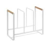Haofy Support de Rangement pour Assiettes à Vaisselle 3 Compartiments Poignée en Bois Multifonctionnelle Couvercle de Pot en Fil de Fer Organisateur de Bol pour la Cuisine