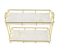 Haofy Support de Rangement pour Salle de Bain, Construction en Fer à 2 Niveaux avec Revêtement doré, Design Antidérapant pour Maquillage, Articles de Toilette, Serviettes pour Petites Salles de (S)