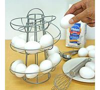 Haofy Support Distributeur d'œufs en Spirale, Organisateur de Rangement en Acier pour œufs Frais, Peut Contenir 24, Idéal pour Comptoir de Cuisine et Poulailler (SILVER)