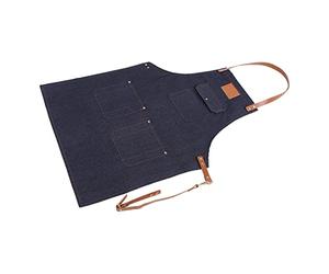 Haofy Tablier à Bavette en Denim Robuste avec Sangle en Cuir Réglable pour Chefs et Grillades, Utilisation Professionnelle en Cuisine et Barbecue (#1)
