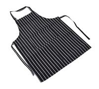 Haofy Tablier à Bavette en Polyester Imperméable avec Sangle de Cou Réglable et Double Poches - Tablier de Cuisine pour Chefs, Boulangers, Baristas (Bande blanche noire)
