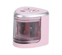 Haofy Taille-crayon électrique Automatique, Fonctionnant sur Batterie, Double Trou avec Couvercle de sécurité pour Enfants et étudiants (PINK)