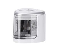 Haofy Taille-crayon électrique Automatique, Fonctionnant sur Batterie, Double Trou avec Couvercle de sécurité pour Enfants et étudiants (SILVER)