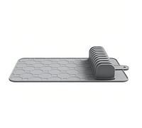 Haofy Tapis de Rangement pour Tiroir en Silicone avec 10 Compartiments Antidérapants et Coussin Amovible pour L'organisation des Outils de Cuisine et un Rangement Sûr (GRAY)