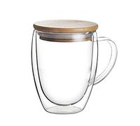 Haofy Tasse à café en Verre à Double Paroi avec Couvercle Tasse à Lait Isolée pour Bureau à Domicile Verrerie Résistante à la Chaleur pour thé Latte pour Mère Père Amis 250 Ml Transparent (#2)