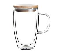 Haofy Tasse à café en Verre à Double Paroi avec Couvercle Tasse à Lait Isolée pour Bureau à Domicile Verrerie Résistante à la Chaleur pour thé Latte pour Mère Père Amis 250 Ml Transparent (#3)