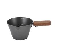 Haofy Tasse à Mesurer en Acier Inoxydable avec Poignée en Bois pour la Maison de café de Cuisine à Domicile, Tasse de à à la de de, Fabriquée pour les Mesures de Cappuccinos Latte (BLACK)