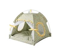 Haofy Tente d'été Pliable et Portable pour Chat et Chien, Rideau de Gaze ventilé Imperméable, Nid pour Animaux de Compagnie pour Le Camping, Les Activités de Plein Air (Fruits Vert Fleurs)