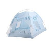 Haofy Tente d'été Pliable et Portable pour Chat et Chien, Rideau de Gaze ventilé Imperméable, Nid pour Animaux de Compagnie pour Le Camping, Les Activités de Plein Air (Dentelle Bleue)