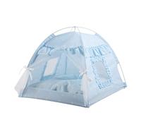 Haofy Tente pour Chat en Polyester Imperméable, Tente Portable pour Animaux de Compagnie avec Rideau de Gaze ventilé, Parfaite pour Une Utilisation en Intérieur et en Extérieur (Dentelle Bleue)