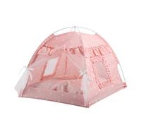 Haofy Tente pour Chat en Polyester Imperméable, Tente Portable pour Animaux de Compagnie avec Rideau de Gaze ventilé, Parfaite pour Une Utilisation en Intérieur et en Extérieur (Dentelle Rose)