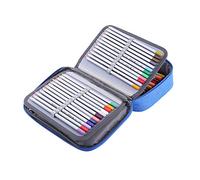 Haofy Trousse à Crayons en Tissu Pliable, Sac à Stylos à Fermeture éclair de Grande capacité avec 72 Emplacements pour Crayons d'art, Parfait pour Les étudiants et Les Artistes (Blue)