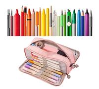 Haofy Trousse à Crayons en Toile 3 Compartiments à Fermeture éclair Pouvant Contenir Plus de 50 Stylos et Outils d'art Compact 8,5 X 3,5 X 2,8 Pouces Sac à Dos d'école Organisateur de Voyage de