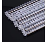 Haofy Tube de Pluie de Météores à LED, 144 LED, 30 Cm, Ensemble de 8 Pièces, Guirlande Lumineuse Tombante, Décor avec Merveilleux Effet Scintillant pour (BLUE)