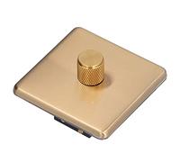 Haofy Variateur de Type Bouton élégant en Laiton brossé et Acier Inoxydable pour la Maison AC220V, Variateur LED doré pour le Salon (lumière monotone)