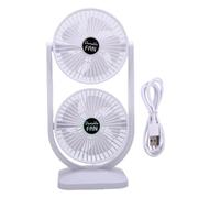 Haofy Ventilateur de Bureau à Double Tête, Ventilateur USB Portable Blanc avec 3 Réglages de Vitesse et Batterie 3000 MAh pour une Utilisation Intérieure au Bureau à Domicile