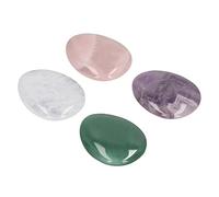 Haofy Worry Stones Lot de 4 Pierres pour Le Pouce avec Quartz Rose, Améthyste, Aventurine Verte, Quartz Transparent, Paume de 4,5 X 3,5 Cm pour Soulager l'anxiété, la Méditation et