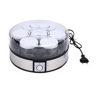 Haofy Yaourtière, Machine à Yaourt en Acier Inoxydable avec 7 Pots 20 W économe en énergie pour Confiture de Crème Glacée au Yaourt Grec Faite Maison, Idéale pour la Maison et les Voyages