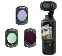 Haoge Ensemble de 3 filtres pour objectif d'appareil photo DJI Osmo Pocket 3 Creator Combo avec CPL, variable ND 2-32, filtres ND 64-512 variables et protecteur d'écran, kit pour photographie de