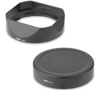 Haoge LH-X53B Pare-soleil carré en métal pour Fujifilm Fuji Fujinon XF 35 mm F1.4 R / XF35 mmF1.4 R xf18 mm f2.8 avec kit de capuchon en métal