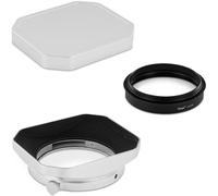 Haoge Pare-soleil carré en métal pour Fujifilm X-E5 & XF 23 mm f2.8, objectif XF27mm F2.8 R WR pour Leica M 35 mm f2 M 28 mm f2.8, pour Voigtlander 35 mm f2 1.5 avec capuchon noir