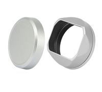 Haoge Pare-Soleil d'objectif carré en métal pour Fuji Fujifilm FinePix X100VI X100V X100F X100 X100S X100T X70 Accessoires d'appareil Photo Argenté avec Capuchon et Bague d'adaptation de 49mm