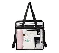 HAOGUAGUA Sac fourre-tout transparent 30,5 x 30,5 x 15,2 cm approuvé par les stades, sac de sécurité en PVC transparent pour le travail, les jeux sportifs et les concerts, noir, Large