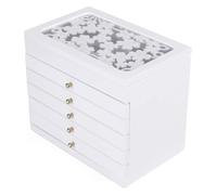 haohang Coffret à Bijoux en Bois 6 Niveaux avec 5 tiroirs, Grand Organiseur Vintage pour Bijoux, vitrine pour Bracelets, Colliers, Boucles d'oreilles et bagues(White)